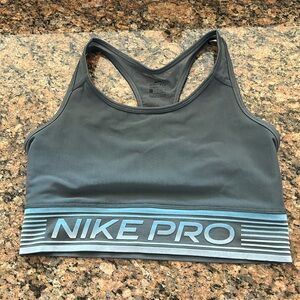 Nike Pro  Sports Bra Blue Women's L Racerback Mesh  Logo Band